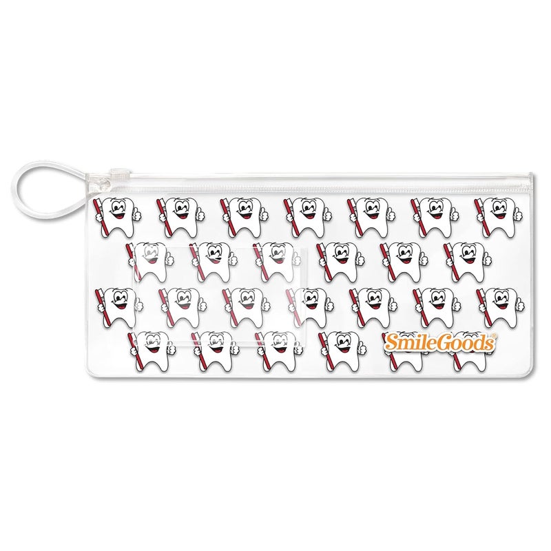 Practicon SmileGoods 4.5" x 10" Zipper Pouch, 72 Pack, Tootie Tooth - Image 1